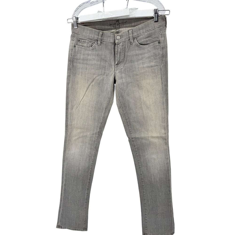 7 For All Mankind Roxy Jeans Womens 29 Grey Low Rise Slim Straight Made in USA